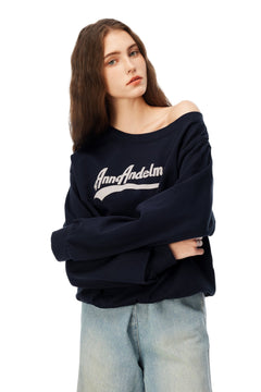 Royal Blue Off - Shoulder Sweatshirt - ANN ANDELMAN