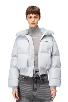 Silver - Gray Short Down Jacket - ANN ANDELMAN