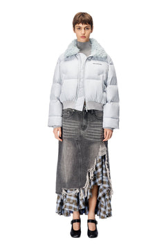 Silver - Gray Short Down Jacket - ANN ANDELMAN