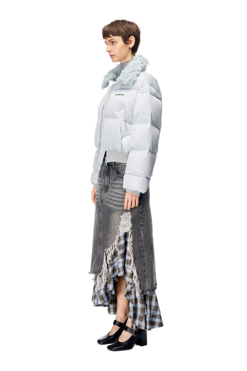 Silver - Gray Short Down Jacket - ANN ANDELMAN