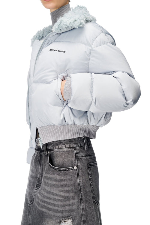 Silver - Gray Short Down Jacket - ANN ANDELMAN