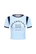 Sky Blue Sports Style Slim - Fit Printed Shirt - ANN ANDELMAN