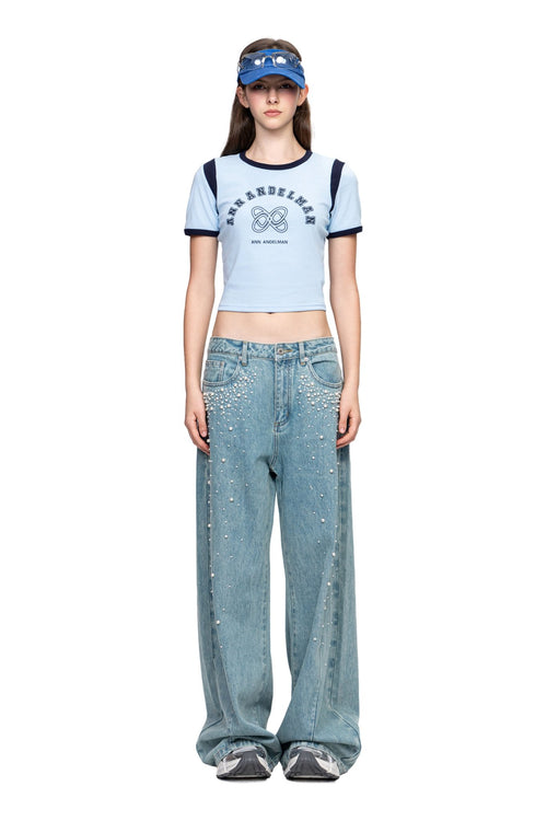 Sky Blue Sports Style Slim - Fit Printed Shirt - ANN ANDELMAN