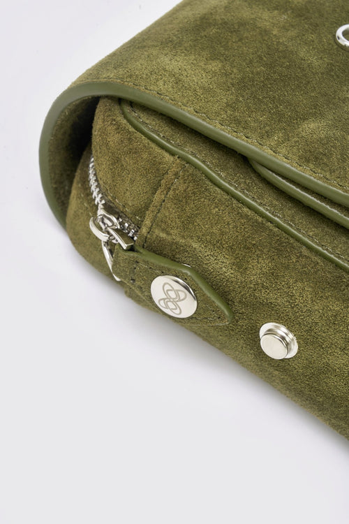 Velora Moss - green Suede Underarm Bag - ANN ANDELMAN