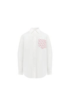 White 520 Embroidered Pocket Shirt - ANN ANDELMAN