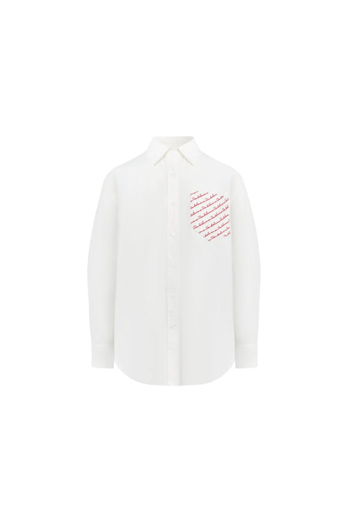 White 520 Embroidered Pocket Shirt - ANN ANDELMAN