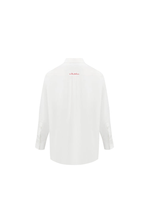 White 520 Embroidered Pocket Shirt - ANN ANDELMAN