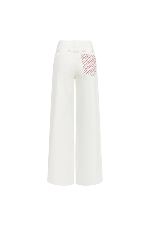 White 520 Embroidered Pockets Jeans - ANN ANDELMAN
