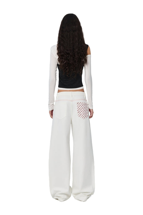 White 520 Embroidered Pockets Jeans - ANN ANDELMAN