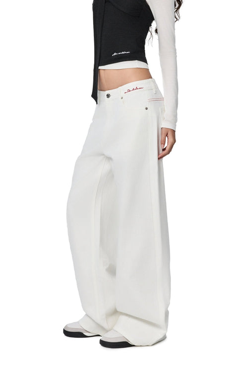 White 520 Embroidered Pockets Jeans - ANN ANDELMAN