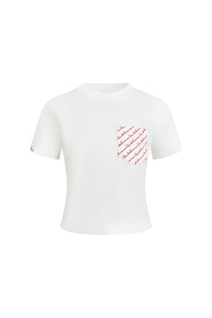 White 520 Pocket Embroidered T-shirt - ANN ANDELMAN