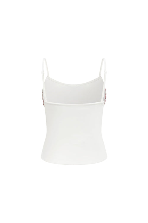 White 520 Printed Silk Scarf Camisole - ANN ANDELMAN