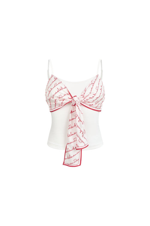 White 520 Printed Silk Scarf Camisole - ANN ANDELMAN