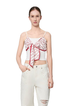 White 520 Printed Silk Scarf Camisole - ANN ANDELMAN