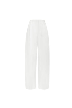 White Acetate Embroidered Curved Trousers - ANN ANDELMAN