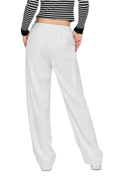 White Acetate Embroidered Curved Trousers - ANN ANDELMAN