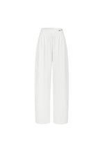 White Acetate Embroidered Curved Trousers - ANN ANDELMAN