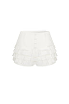 White Acetate Ruffled Skorts - ANN ANDELMAN