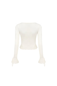 White Bell Sleeve Cardigan - ANN ANDELMAN