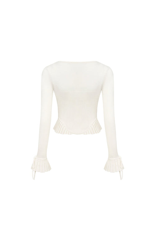 White Bell Sleeve Cardigan - ANN ANDELMAN