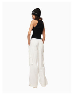 White Casual Utility Trousers - ANN ANDELMAN