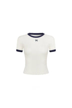 White Color-blocked Knit T-shirt - ANN ANDELMAN