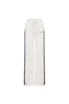 White Color - blocked Striped Wool Trousers - ANN ANDELMAN