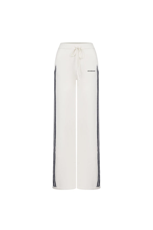 White Color - blocked Striped Wool Trousers - ANN ANDELMAN