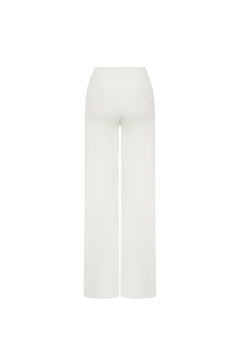 White Color - blocked Striped Wool Trousers - ANN ANDELMAN