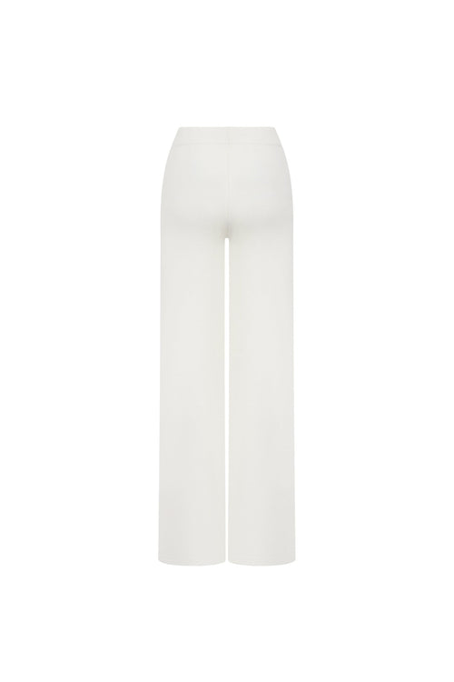 White Color - blocked Striped Wool Trousers - ANN ANDELMAN