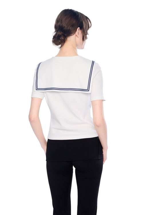 White Contrast Slim Fit T-shirt - ANN ANDELMAN