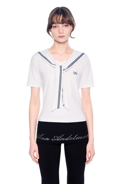 White Contrast Slim Fit T-shirt - ANN ANDELMAN