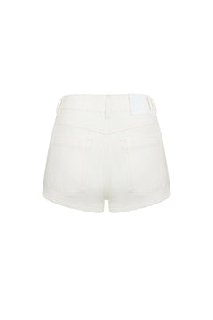 White Denim Shorts with Rhinestones and Pearls - ANN ANDELMAN