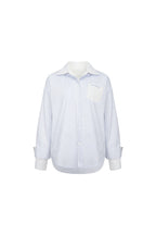 White Double - layered Striped Solid Color Shirt - ANN ANDELMAN