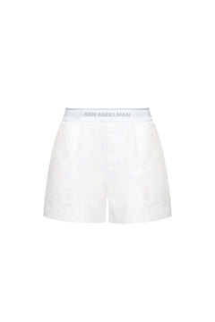 White Elastic Waist Cargo Shorts - ANN ANDELMAN