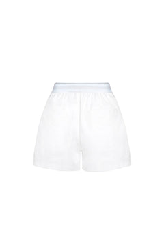 White Elastic Waist Cargo Shorts - ANN ANDELMAN