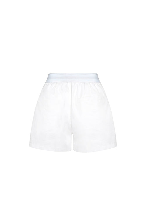 White Elastic Waist Cargo Shorts - ANN ANDELMAN