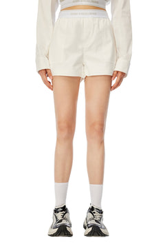 White Elastic Waist Cargo Shorts - ANN ANDELMAN