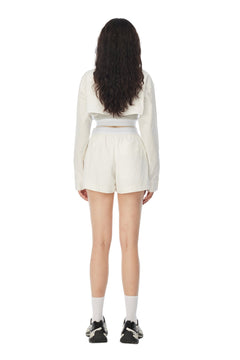 White Elastic Waist Cargo Shorts - ANN ANDELMAN