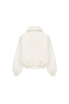 White Faux Fur Collared Jacket - ANN ANDELMAN