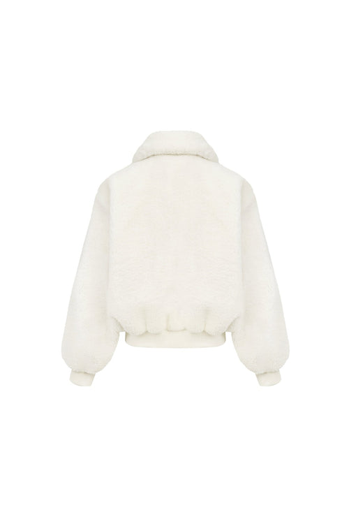 White Faux Fur Collared Jacket - ANN ANDELMAN