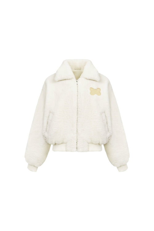 White Faux Fur Collared Jacket - ANN ANDELMAN