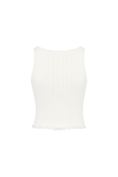 White Faux Two - piece Knit Vest - ANN ANDELMAN