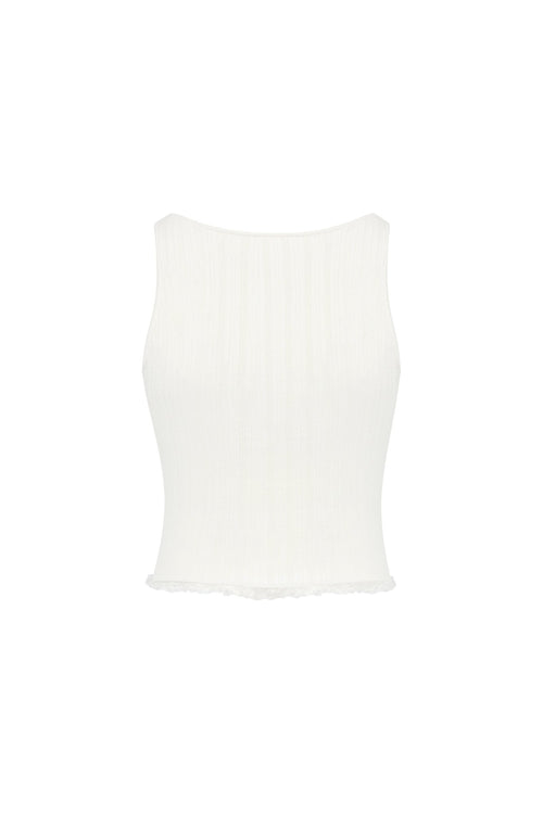 White Faux Two - piece Knit Vest - ANN ANDELMAN
