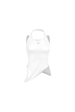 White Faux Two - piece Knit Vest with Irregular Hem - ANN ANDELMAN