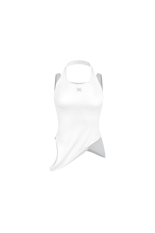 White Faux Two - piece Knit Vest with Irregular Hem - ANN ANDELMAN