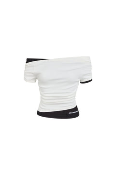 White Faux Two - piece Pleated Short - sleeved T-shirt - ANN ANDELMAN