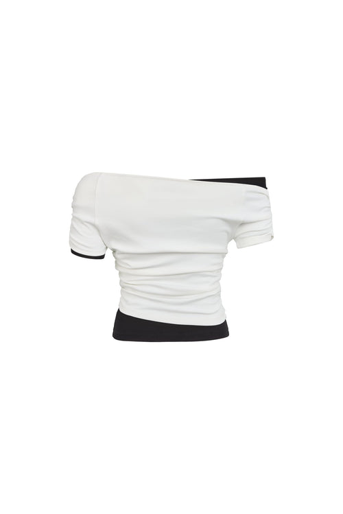 White Faux Two - piece Pleated Short - sleeved T-shirt - ANN ANDELMAN