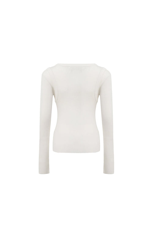 White Faux Two - piece Slim - fit Knit Top - ANN ANDELMAN