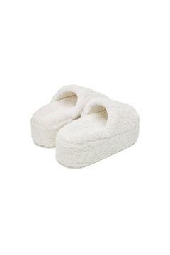 White Fluffy Slippers - ANN ANDELMAN